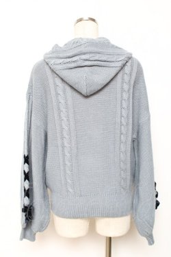 画像2: axes femme / 袖編み下げフードニットトップス M サックス Y-25-12-10-037-AX-TO-SZ-ZY