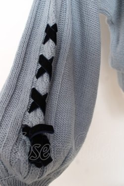 画像3: axes femme / 袖編み下げフードニットトップス M サックス Y-25-12-10-037-AX-TO-SZ-ZY