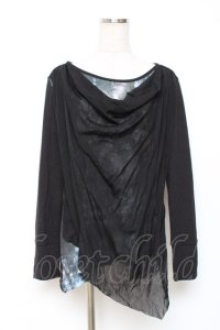 Rozen Kavalier / ドレープレイヤードプリントトップス  黒 Y-25-12-10-043-OO-TO-SZ-ZY