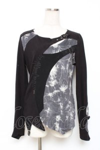 Ozz Croce / タイダイ切替ベルトデザイントップス  黒×グレー Y-25-12-10-044-OO-TO-SZ-ZY