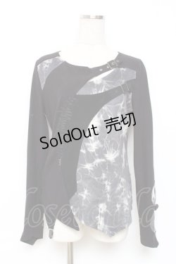 画像1: Ozz Croce / タイダイ切替ベルトデザイントップス  黒×グレー Y-25-12-10-044-OO-TO-SZ-ZY