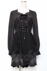 Ozz oneste / 裾シャンデリアプリントワンピース  黒 Y-25-12-10-045-OO-OP-SZ-ZY