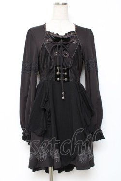 画像1: Ozz oneste / 裾シャンデリアプリントワンピース  黒 Y-25-12-10-045-OO-OP-SZ-ZY