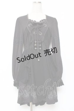 画像1: Ozz oneste / 裾シャンデリアプリントワンピース  黒 Y-25-12-10-045-OO-OP-SZ-ZS