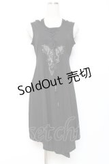 Rozen Kavalier / プリントノースリーブチュニック  黒 Y-25-12-10-046-OO-TO-SZ-ZY