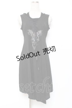 画像1: Rozen Kavalier / プリントノースリーブチュニック  黒 Y-25-12-10-046-OO-TO-SZ-ZY