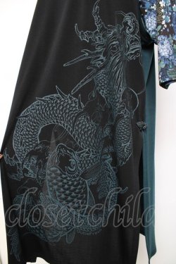 画像4: Qutie Frash / 龍ptロングカットソー  黒×ブルーグリーン Y-25-12-10-048-QU-TO-SZ-ZY