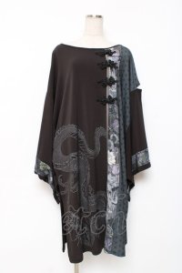 Qutie Frash / 着物袖ロングカットソー  黒 Y-25-12-10-049-QU-TO-SZ-ZY