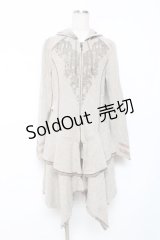 Rozen Kavalier / プリント入りフードフリルZIPカーディガン  ベージュ Y-25-12-10-051-OO-TO-SZ-ZY