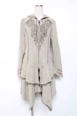 画像1: Rozen Kavalier / プリント入りフードフリルZIPカーディガン  ベージュ Y-25-12-10-051-OO-TO-SZ-ZY