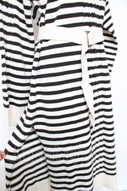 画像4: axes femme / 肩ボタンデザインボーダースリットワンピース M 白×黒 Y-25-12-10-054-AX-OP-SZ-ZY