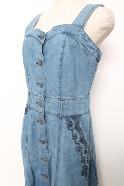 画像3: axes femme / 前釦ビスチェ風ジャンスカ M ウォッシュ Y-25-12-10-060-AX-OP-SZ-ZY