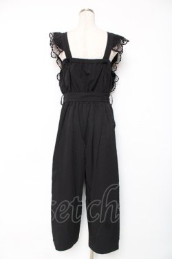 画像2: axes femme / フリル×レースサロペット M 黒 Y-25-12-10-061-AX-OP-SZ-ZY