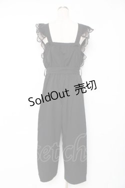 画像2: axes femme / フリル×レースサロペット M 黒 Y-25-12-10-061-AX-OP-SZ-ZS