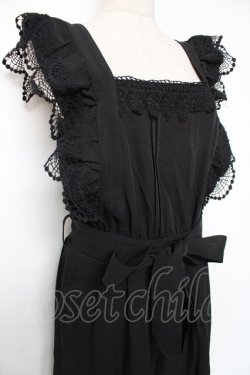 画像3: axes femme / フリル×レースサロペット M 黒 Y-25-12-10-061-AX-OP-SZ-ZY