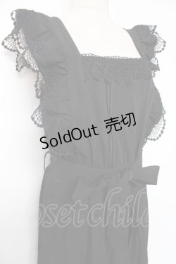 画像3: axes femme / フリル×レースサロペット M 黒 Y-25-12-10-061-AX-OP-SZ-ZS