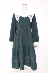axes femme POETIQUE / 刺繍襟付きシスターワンピース M グリーン Y-25-12-10-067-AX-OP-SZ-ZY