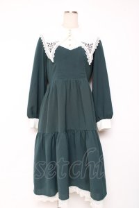 axes femme POETIQUE / 刺繍襟付きシスターワンピース M グリーン Y-25-12-10-067-AX-OP-SZ-ZY