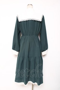 画像2: axes femme POETIQUE / 刺繍襟付きシスターワンピース M グリーン Y-25-12-10-067-AX-OP-SZ-ZY