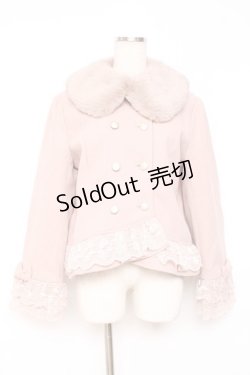 画像1: axes femme / 裾レースショートコート M ピンク Y-25-12-10-073-AX-CO-SZ-ZY