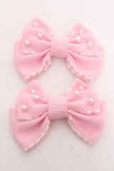 Angelic Pretty / パールリボンクリップセット  ピンク Y-25-12-10-011-AP-AC-SZ-ZY