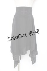 Ozz Croce / ウエスト刺繍変形スカート  黒 Y-25-12-10-078-OO-SK-SZ-ZY