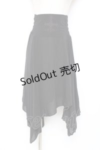Ozz Croce / ウエスト刺繍変形スカート  黒 Y-25-12-10-078-OO-SK-SZ-ZY