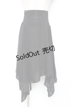 画像1: Ozz Croce / ウエスト刺繍変形スカート  黒 Y-25-12-10-078-OO-SK-SZ-ZY