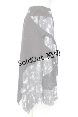 画像1: Ozz Croce / クロス×歯車ptタイダイ変形スカート  黒×グレー Y-25-12-10-079-OO-SK-SZ-ZY