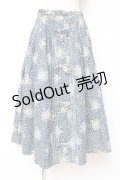 PINK HOUSE / クローバー&シロツメクサスカート  ブルー Y-25-12-10-082-LO-SK-SZ-ZY