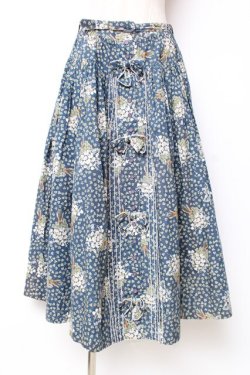 画像1: PINK HOUSE / クローバー&シロツメクサスカート  ブルー Y-25-12-10-082-LO-SK-SZ-ZY