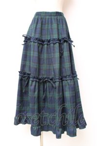 axes femme POETIQUE / チェック柄ティアードスカート M グリーン Y-25-12-10-084-AX-SK-SZ-ZY