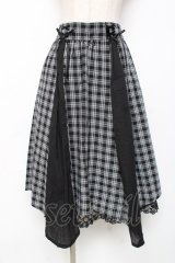 axes femme / パターン切替チェックスカート M 黒 Y-25-12-10-090-AX-SK-SZ-ZY