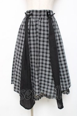 画像1: axes femme / パターン切替チェックスカート M 黒 Y-25-12-10-090-AX-SK-SZ-ZY