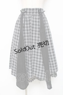 画像1: axes femme / パターン切替チェックスカート M 黒 Y-25-12-10-090-AX-SK-SZ-ZI