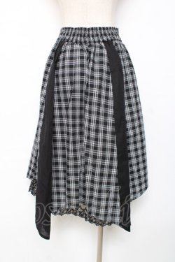 画像2: axes femme / パターン切替チェックスカート M 黒 Y-25-12-10-090-AX-SK-SZ-ZY