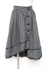 axes femme POETIQUE / 千鳥格子ボタンスカート M 黒 Y-25-12-10-092-AX-SK-SZ-ZY