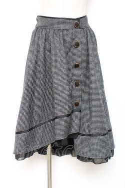 画像1: axes femme POETIQUE / 千鳥格子ボタンスカート M 黒 Y-25-12-10-092-AX-SK-SZ-ZY