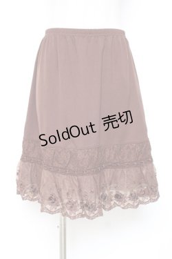 画像1: axes femme / バラ刺繍ペチスカート M 茶 Y-25-12-10-095-AX-SK-SZ-ZY