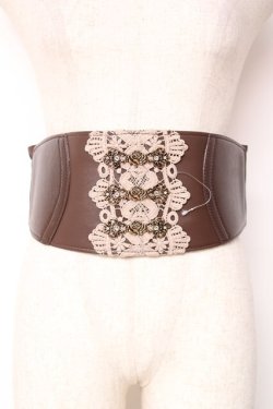 画像1: axes femme / バラ金具使いゴムベルト  Dブラウン Y-25-12-10-015-AX-ZA-SZ-ZY