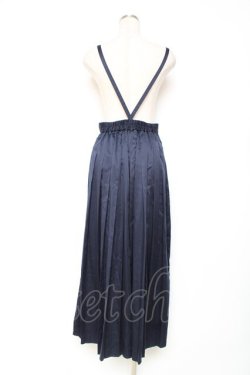 画像2: axes femme POETIQUE / サス付きサテンプリーツパンツ M 紺 Y-25-12-10-100-AX-PA-SZ-ZY