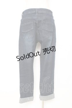 画像2: axes femme / 裾ストライプデニムパンツ L インディゴ Y-25-12-10-105-AX-PA-SZ-ZI