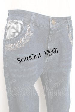 画像3: axes femme / 裾ストライプデニムパンツ L インディゴ Y-25-12-10-105-AX-PA-SZ-ZI