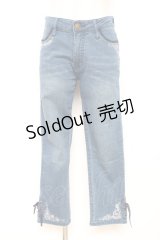 axes femme / ちょうちょ刺繍デニムパギンス M インディゴ Y-25-12-10-106-AX-PA-SZ-ZY