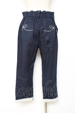 画像2: axes femme / 綿麻クロップドパンツ L 紺 Y-25-12-10-107-AX-PA-SZ-ZY