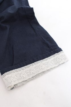 画像5: axes femme / 綿麻クロップドパンツ L 紺 Y-25-12-10-107-AX-PA-SZ-ZY