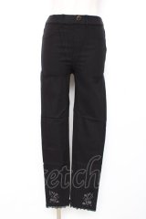 axes femme / 裾刺繍レギンスパンツ M 黒 Y-25-12-10-109-AX-PA-SZ-ZY