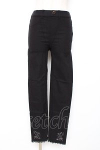 axes femme / 裾刺繍レギンスパンツ M 黒 Y-25-12-10-109-AX-PA-SZ-ZY