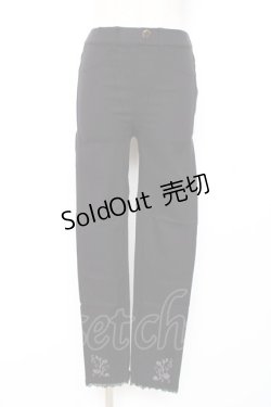 画像1: axes femme / 裾刺繍レギンスパンツ M 黒 Y-25-12-10-109-AX-PA-SZ-ZI