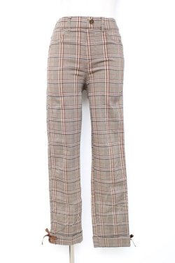 画像1: axes femme / 裾レースアップ裏起毛レギパン M 茶 Y-25-12-10-110-AX-PA-SZ-ZY